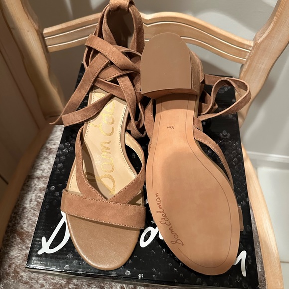 Sam Edelman Sheri Camel Suede Ankle Wrap Tie - Picture 3 of 3